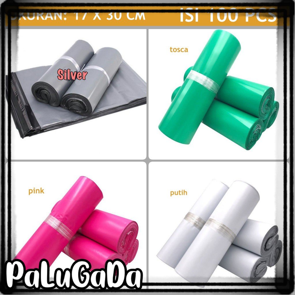 

PaLuGaDa - POLYMAILER (ISI 100 PCS) 17 x 30 CM - Shopping Bag Kantong Plastik Packing Olshop Lem