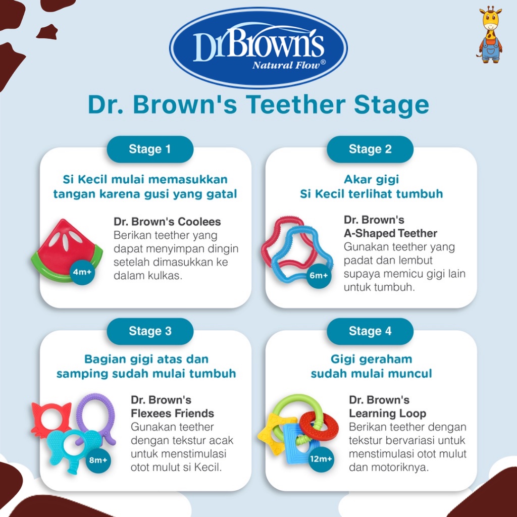 Dr. Brown's Flexees Friends Teether Animal / Gigitan Bayi / Gigitan Anak