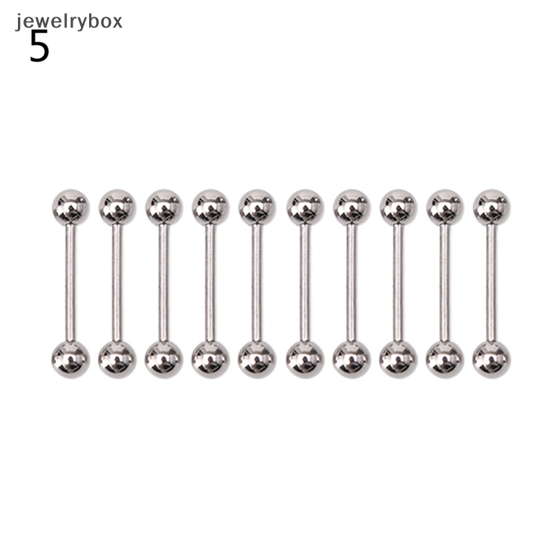 [jewelrybox] 10pcs Stainless steel Bola Lidah Pusar Nipple Barbel Cincin Bar Tubuh Butik