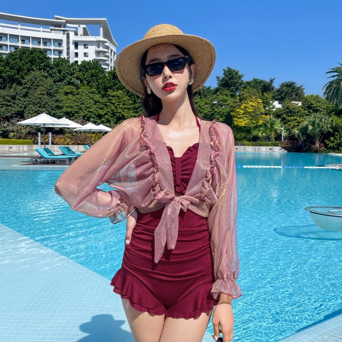 Baju Pantai Sexy Jumpsuit Backless Baju Renang Perempuan Dewasa LC218 - Merah