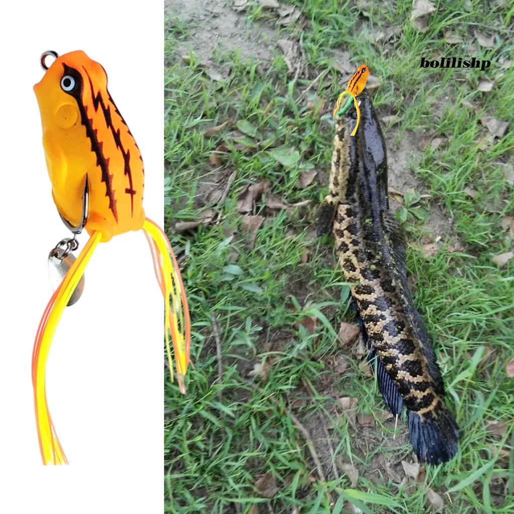 Bo-4cm/7.5g Umpan Pancing Kait Ganda Dengan Jumbai Spinner Payet Berongga Simulasi Pengecoran Panjang Buatan PVC Lembut Snakehead Frog Bait Perlengkapan Memancing