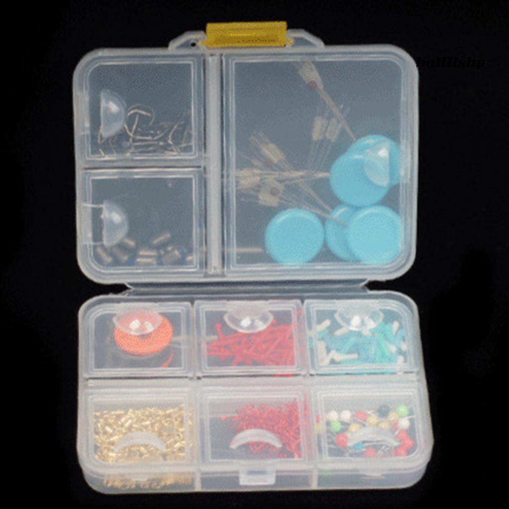 Bo-fishing Tackle Kotak Serbaguna Tahan Air Mini Fishing Lure Umpan 9kisi Persegi Panjang Transparan Case Untuk Pecinta Memancing