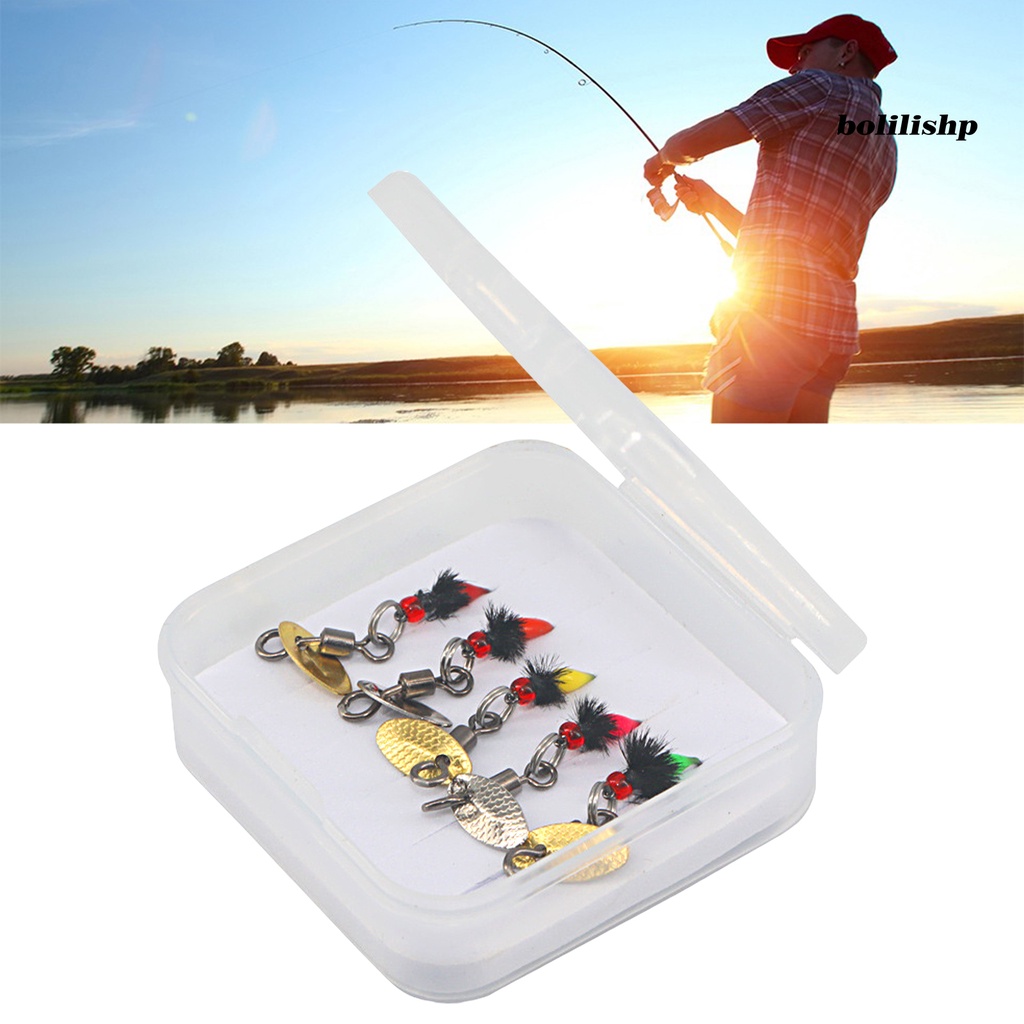 Bo-5pcs Umpan Pancing Warna Cerah Bentuk Novel Kait Tajam Keandalan Tinggi Portabel Memancing Tahan Lama Berputar Payet Sendok Memikat Memancing Aksesoris