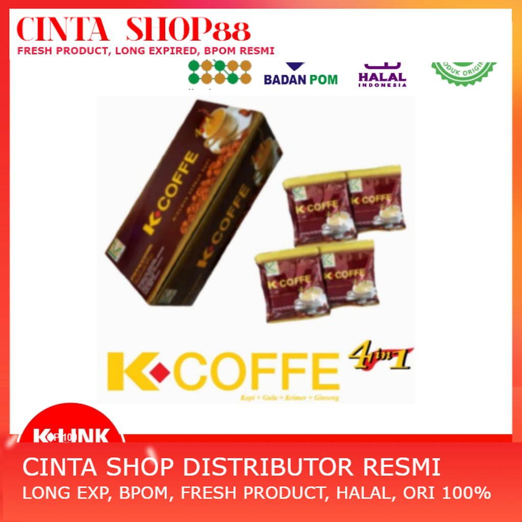 

K-Coffee 4in1 Original K-link Kopi Gingseng Satu Box isi 20 Sachet