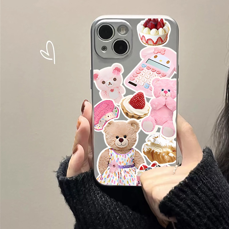 IPHONE Soft Electroplate Case Kompatibel Untuk Iphone14 13 12 11 Pro XS Max XR X8+76S Plus Mini Cute Bear Casing TPU Silikon Shockproof Phone Cover