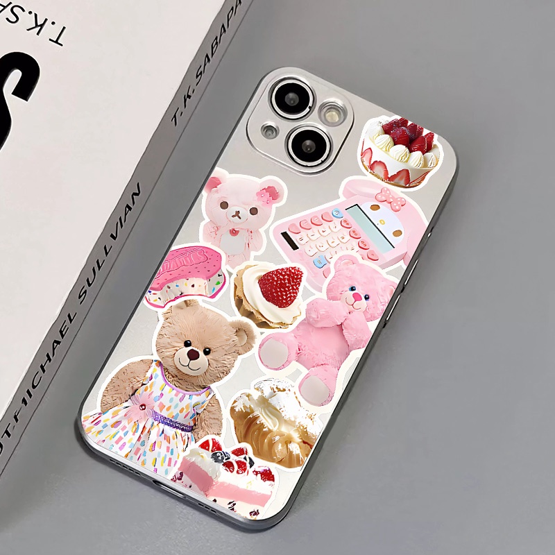 IPHONE Soft Electroplate Case Kompatibel Untuk Iphone14 13 12 11 Pro XS Max XR X8+76S Plus Mini Cute Bear Casing TPU Silikon Shockproof Phone Cover