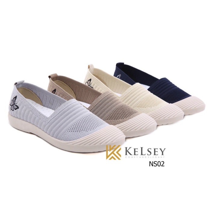 SEPATU SLIP ON KELSEY NS02 / SLIP ON WANITA / KELSEY ORI  - BEIGE, 36