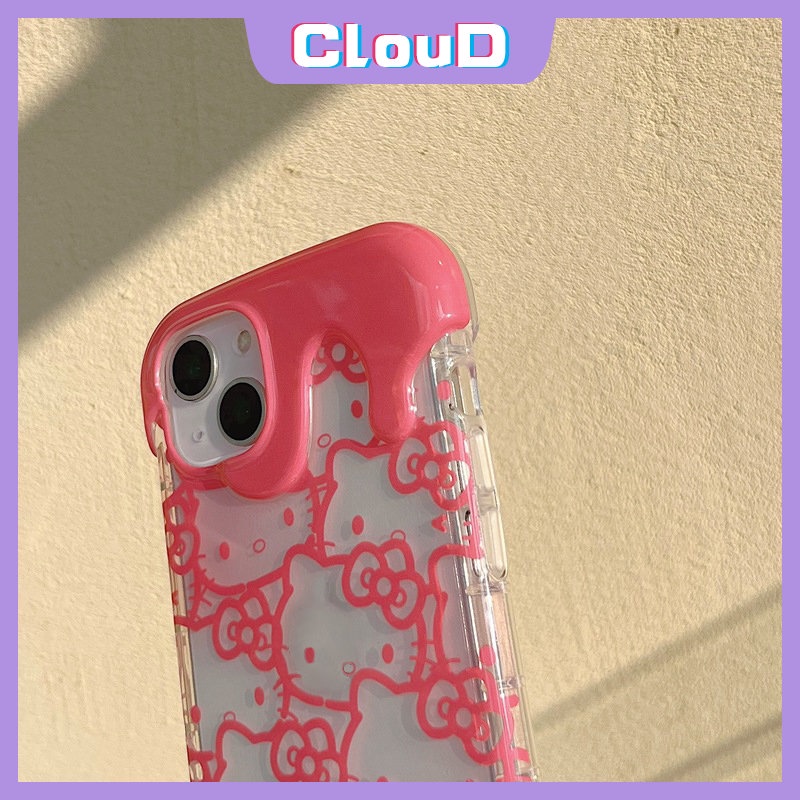 IPHONE Casing Ponsel Bening Es Krim 3D Kompatibel Untuk Iphone11 12 14 13 Pro Max7 8 Plus XR X 8Plus XS Max SE 2020 7Plus INS Korea Aesthetic Lucu Kartun Hello Kitty Lembut Silicon Cover