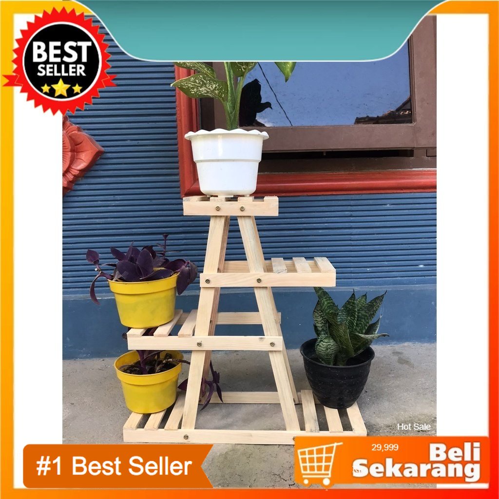 RAK BUNGA SUSUN 5 POT/ RAK BUNGA UNik/ RAK SERBAGUNA KAYU / RAK BUNGA KAYU / RAK BUNGA MINIMALIS