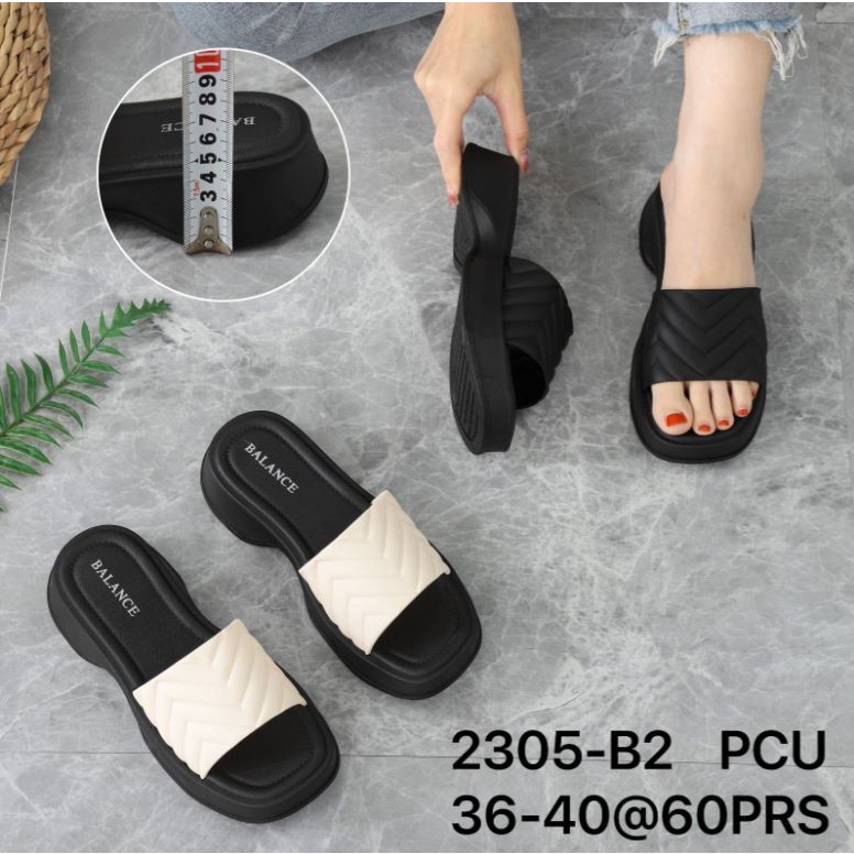 Sandal wedges wanita sandal karet ori produk import Balance 2305-B2