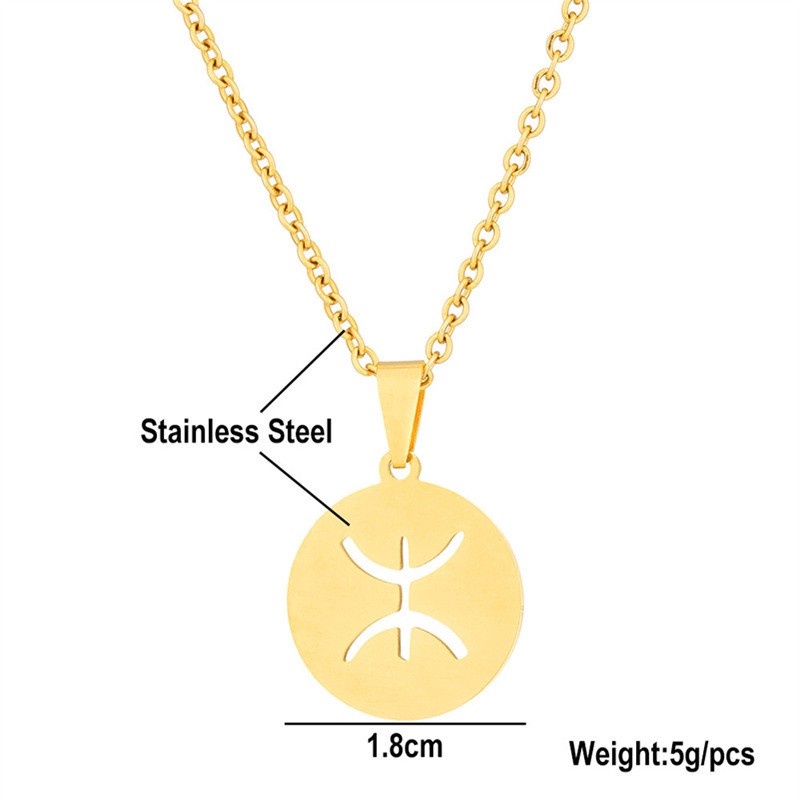 Zh Perhiasan Stainless Steel Berber Simbol Liontin Fashion Wanita Kalung Hip Hop Aksesoris Pesta