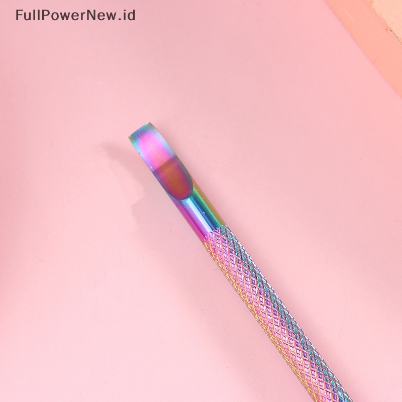 Power Stainless Steel Kutikula Pendorong Kuku Double Ended Spoon Nail Art Pedicure Alat ID