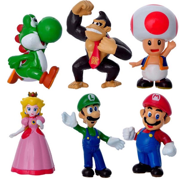 6pcs Super Marie Mario Handmade Figure Louis Jiyao West Dragon Racun Jamur Kartun Boneka Mainan Untuk Anak