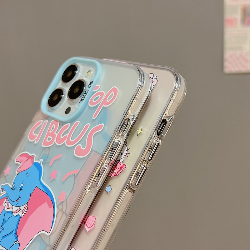 Lovey Dumbo Hello Kitty Skin Feel Soft Case HP iP iPhone 12 13 14 Pro Max 11 So Cool FTD Casing Apple