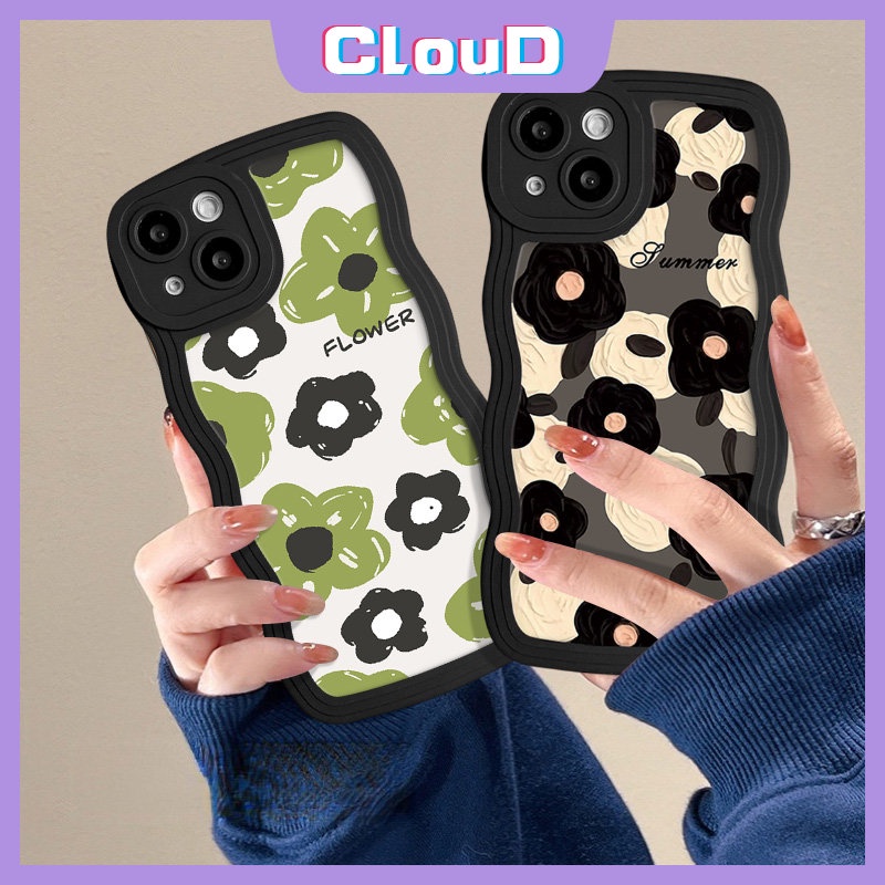 Casing Tepi Bergelombang Bunga Segar Musim Panas Untuk Realme C35 C55 C25Y C33 C30 C25 C12 C21Y C15 C20A 5 8Pro 9i 7 9 Pro+7i 5s 8i 5i 6i 8 10 C11 C20 C25s C3 C17 TPU Silikon Lembut Motif Bunga Sarung