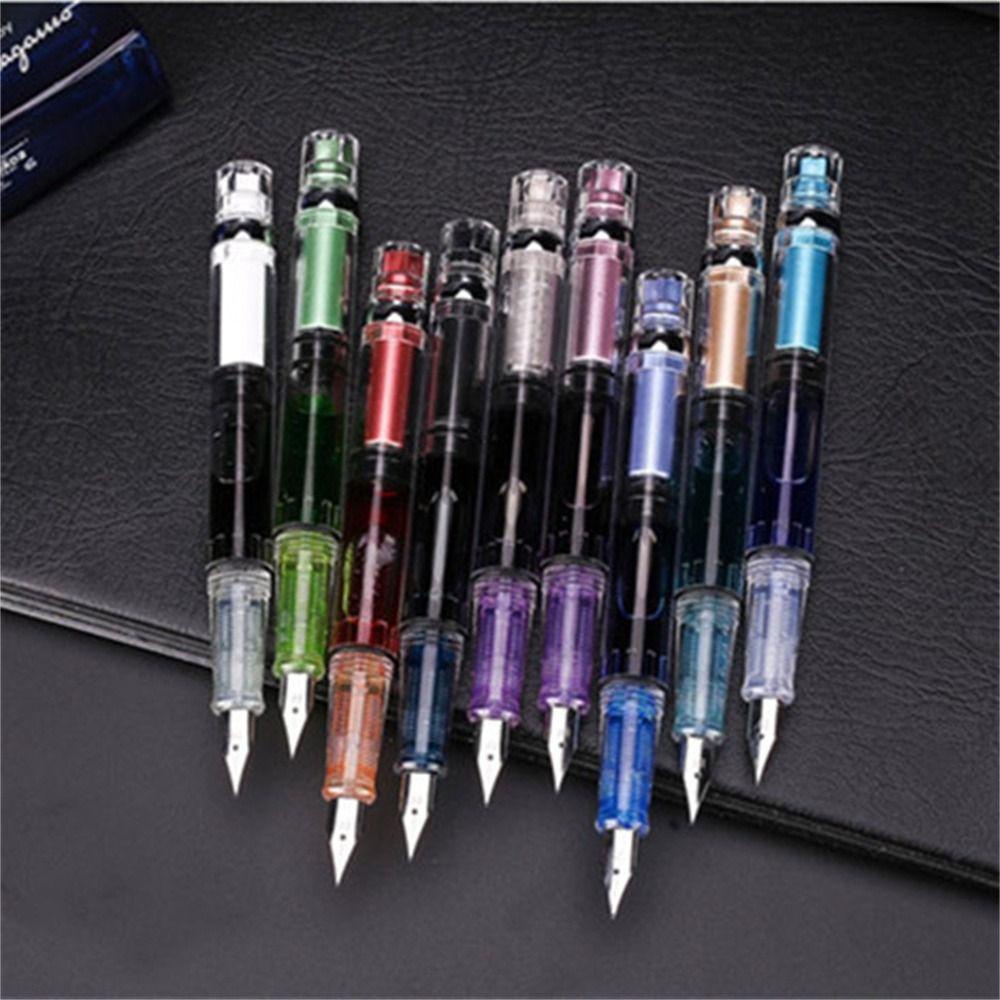 Mxbeauty Fountain Pen Siswa Lukisan EF Nib Transparan Kapasitas Besar Bisnis Tulisan Pulpen