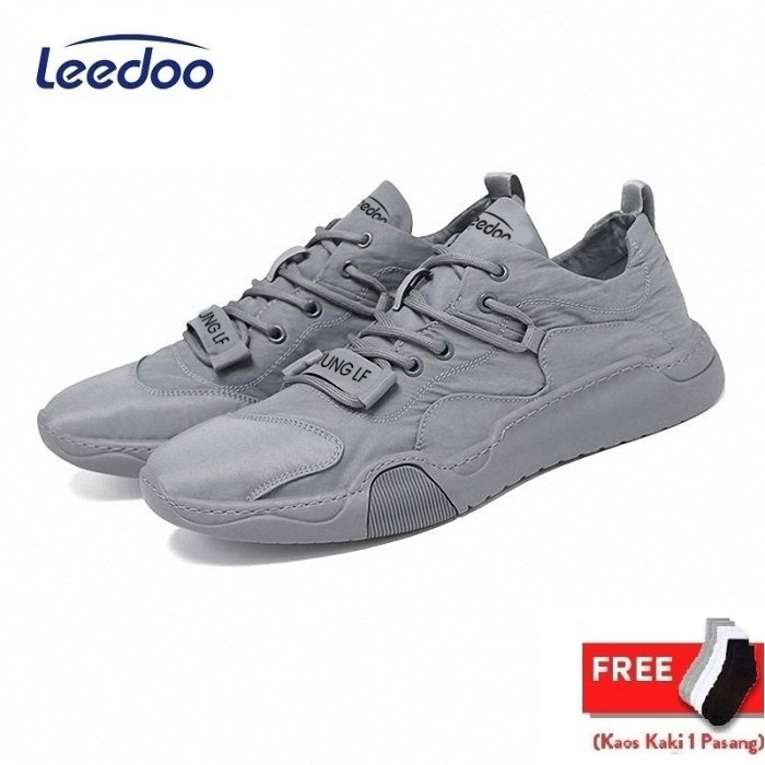 (COD) Leedoo Sepatu Pria Sneaker Running Spatu Casual Young Lifestyle MC101 - Abu-abu, 40