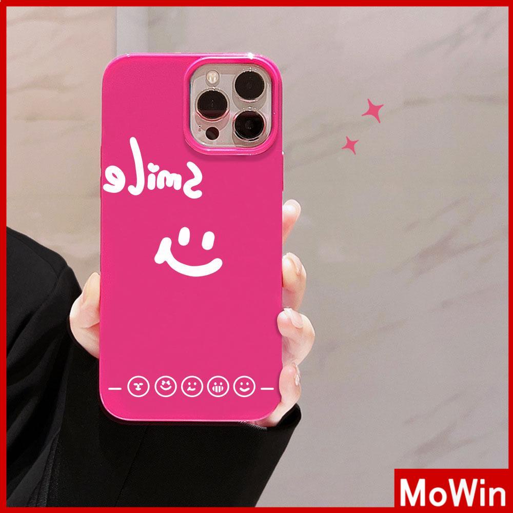 For iPhone 14 Pro Max iPhone Case Pink Glossy TPU Soft Case Shockproof Protection Camera Simple Smiley Compatible with iPhone 13 Pro max 12 Pro Max 11 xr xs max 7Plus 8Plus