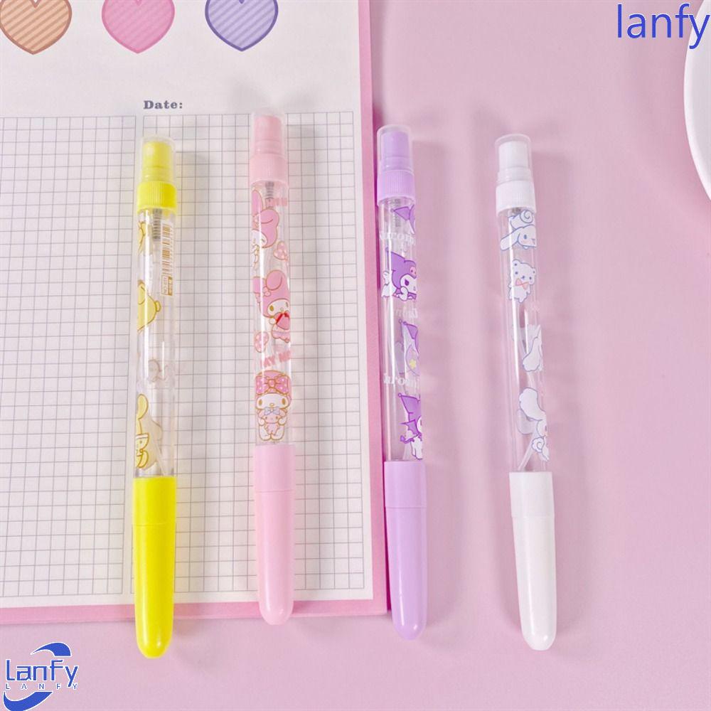 Lanfy Spray Gel Pen Kawaii Botol Parfum Tahan Lama Lap Layar Sanitizing Spray 0.5mm Kuromi Melody Ballpoint Pen