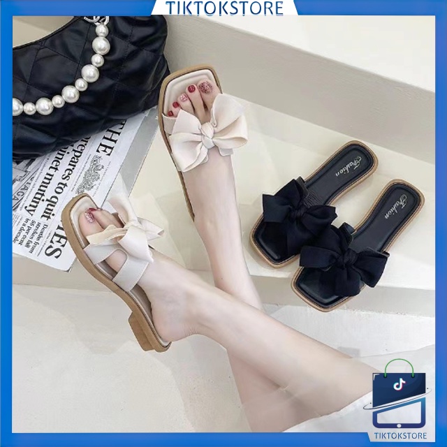 TIKTOK - D6138 Sandal Fashion Korea / Sandal Cewek / Sandal Pita / Sandal Wanita / Sandal Style Korea / Sandal Flat Wanita / Sandal Slop Wanita