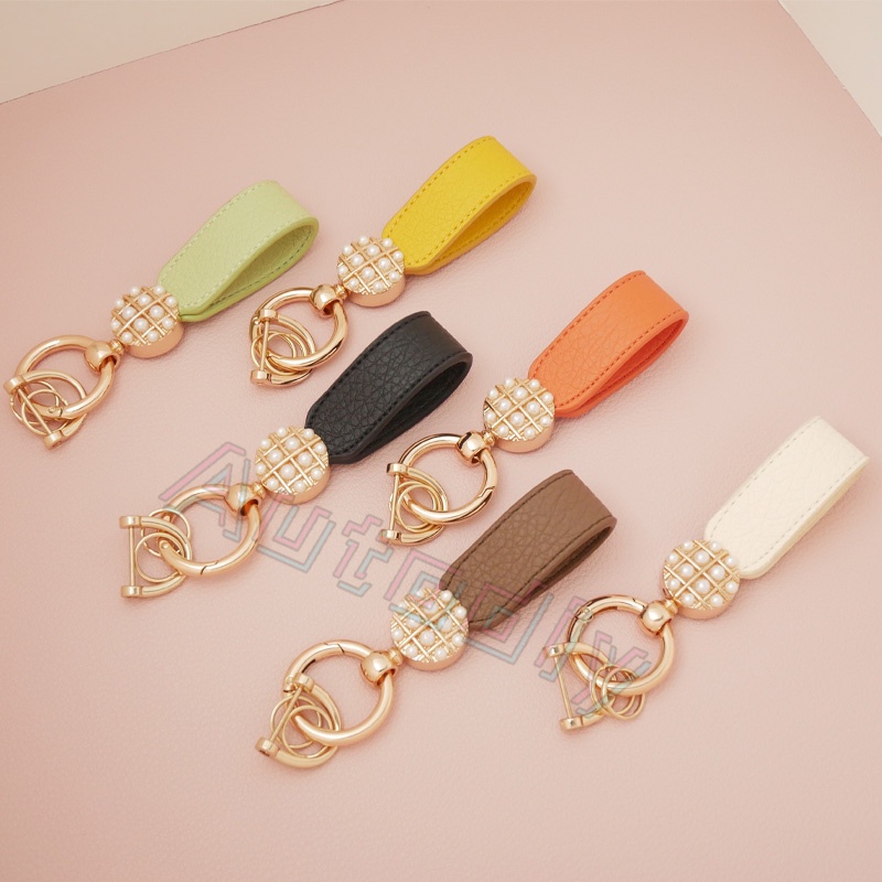 Gantungan Kunci Kulit Universal Lucu Mewah Keyring Braided Rope Buckle Metal Keychains Leather Gantungan Kunci Mobil