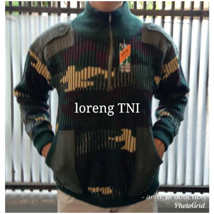 SWEATER RAJUT PRIA LORENG TNI - SWITER TNI - JAKET LORENG TNI TERBARU