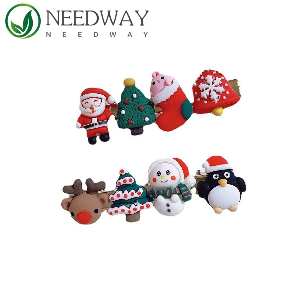 Needway   Natal Klip Rambut Sangat Baik Penguin Indah Lucu Dewasa Bayi Perlengkapan Pesta Gadis Xmas Ornamen Santa Claus Jepit Rambut