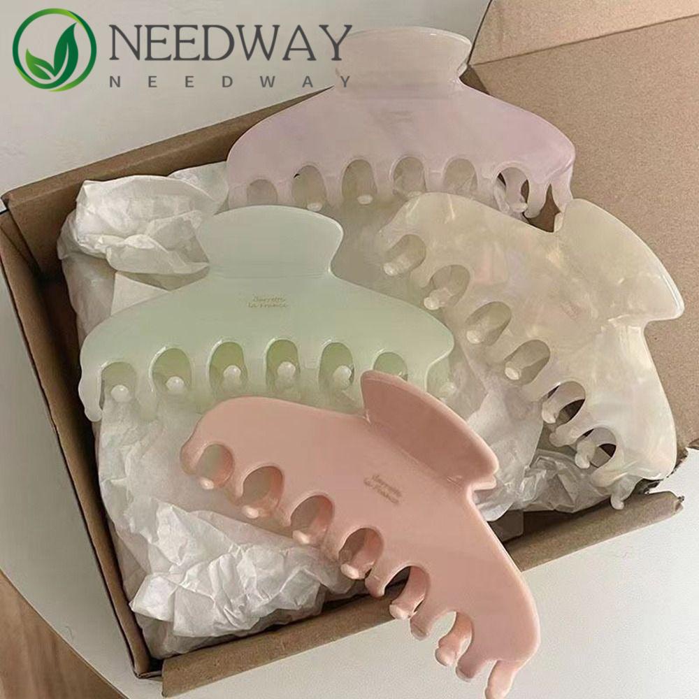 Needway   Klip Rambut Asam Asetat Lucu Elegan Hiu Klip Jelly Warna Besar Ambil Klip Gadis Perempuan Aksesoris Rambut