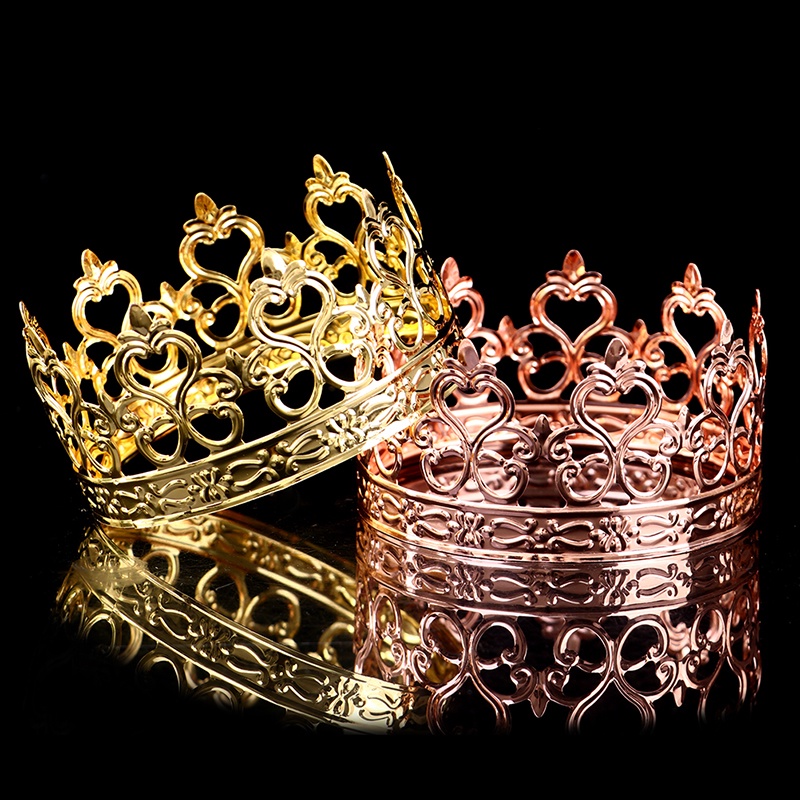 [jewelrybase] 1pc Tiara Warna Emas Mahkota Hiasan Topper Kue Perlengkapan Pesta Hias Butik