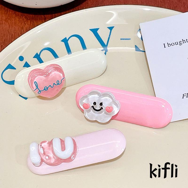 [KD] Kartun Hati Oval Duckbill Klip Lucu Ins Gaya Klip Rambut Gadis Side Bang Hair Clip