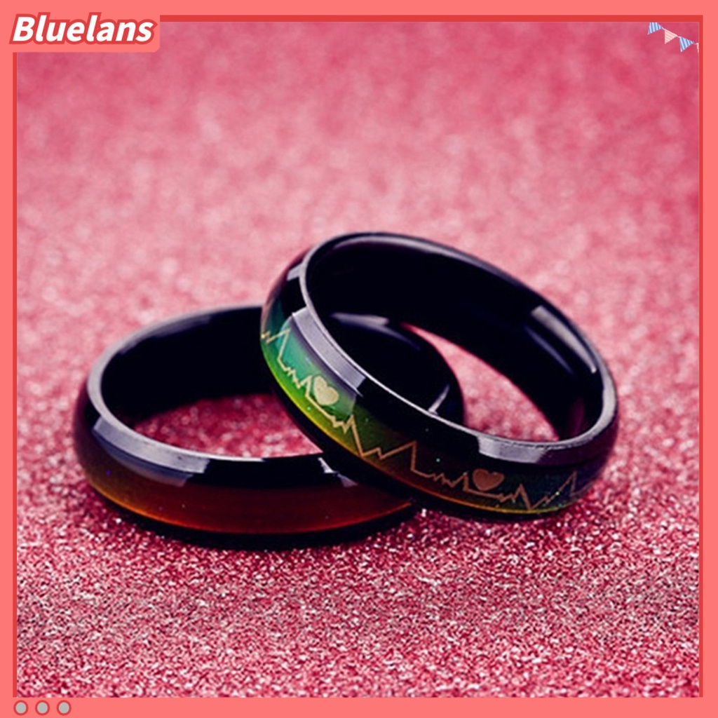 [BLS] Cincin Couple Ring Bulat Unisex Anti Karat Bergaya Motif Print Untuk Pacaran