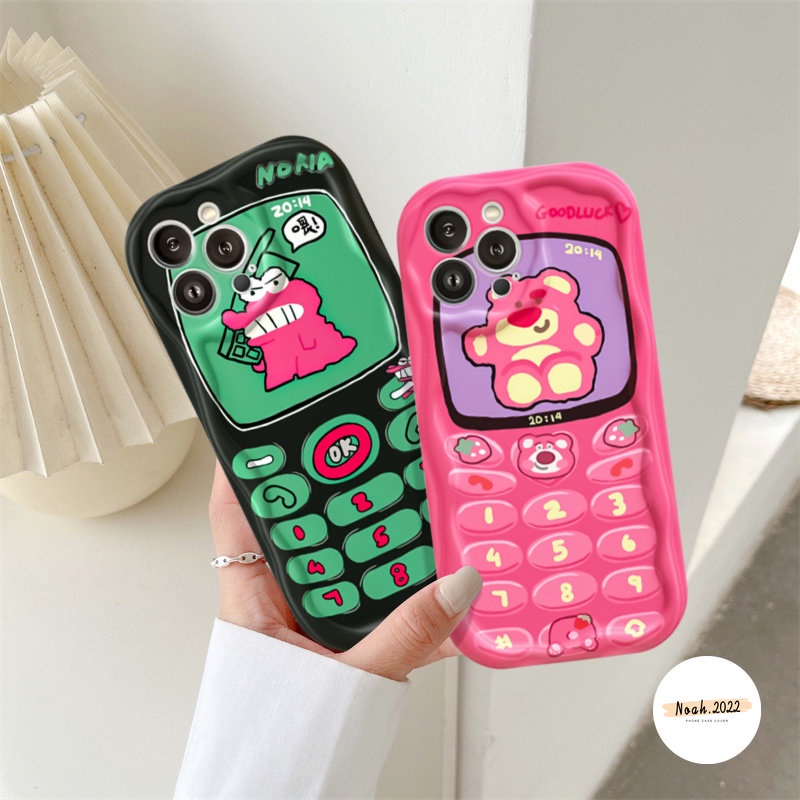 Couple Case Untuk Realme C25s C55 C3 C12 C33 C17 C35 C25 C15 C30 C20 C11 C25Y 5i 6i 7i 5c21 C21Y C20A Cute Crocodile Strawberry Bear Lembut 3D Wavy Curved Edge Glossy Airbag Case