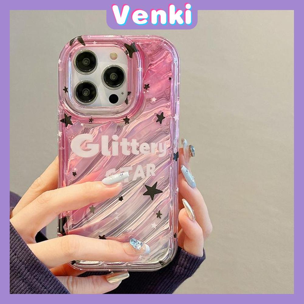 VENKI - For iPhone 11 iPhone Case Laser Reflective Transparent Phone Case TPU Soft Shockproof Airbag Case Protective Camera English Stars Compatible with iPhone 14 13 Pro max 12