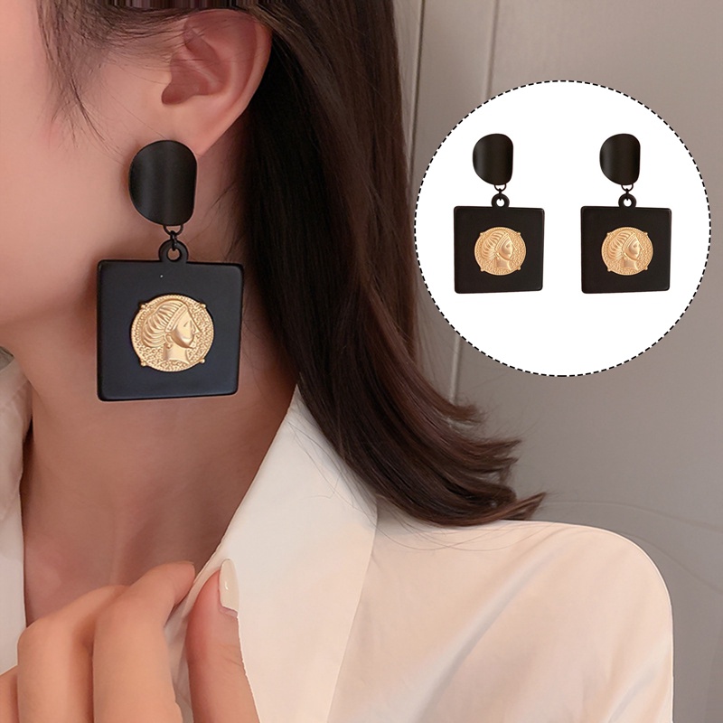 Logam Hitam Liontin Anting Eropa Amerika Serikat Temperamen Kepribadian Fashion Anting Besar Ms Perhiasan Hadiah Natal