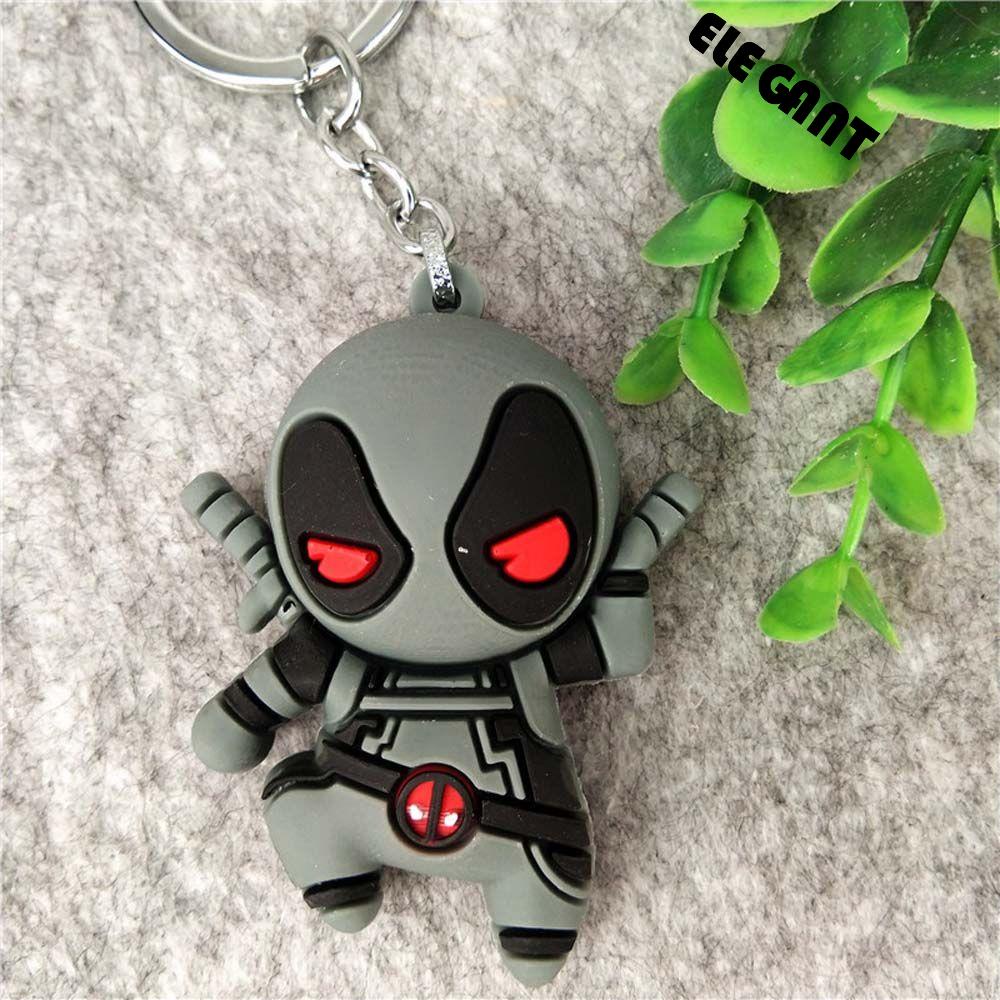 [Elegan] Deadpool Gantungan Kunci Deadpool Anime Liontin Animasi Peripheral Anime Mainan Spider Man Figure Keychain Tree Man Key Ring