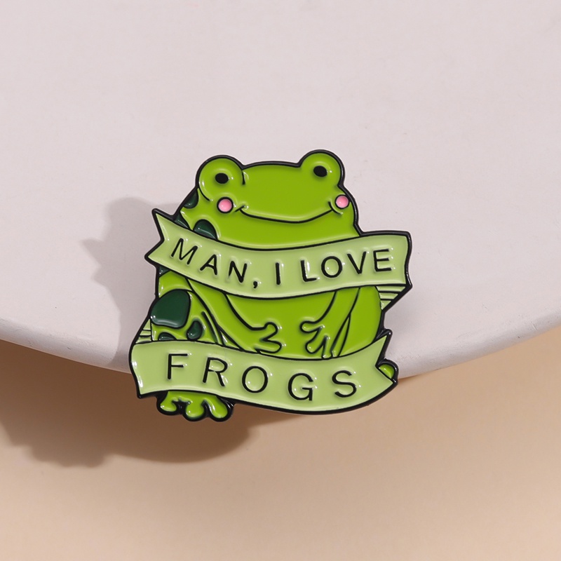 Man I Love Frogs Enamel Pin MILF Lucu Bros Kerah Lencana Kartun Hewan Perhiasan Hadiah Untuk Anak-Anak Teman