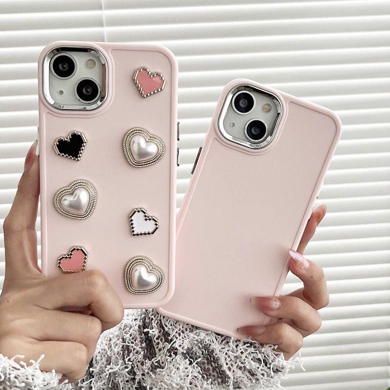 INS Luxury Pink Love Button Soft Silicon Case HP iP iPhone 12 13 14 Pro Max 11 Girl Woman FTD Casing Apple