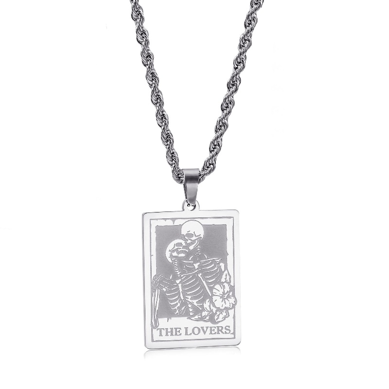 Z H Perhiasan Hip Hop Rock Stainless Steel Pasangan Tengkorak Kepala Liontin Untuk Pria Dan Wanita Fashion Baja Titanium Kalung Retro Punk Aksesoris Pesta