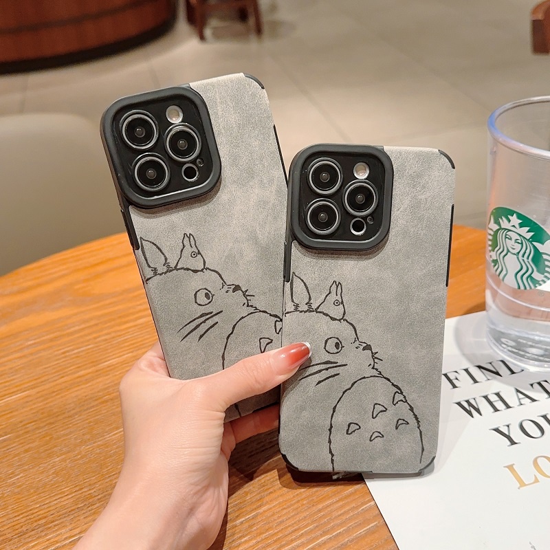 IPHONE Casing Pelindung Bahan Kulit Untuk Iphone14 13 12 11 Pro MAX X XR XS Max7 8 Plus soft case Totoro Anti-drop Lucu