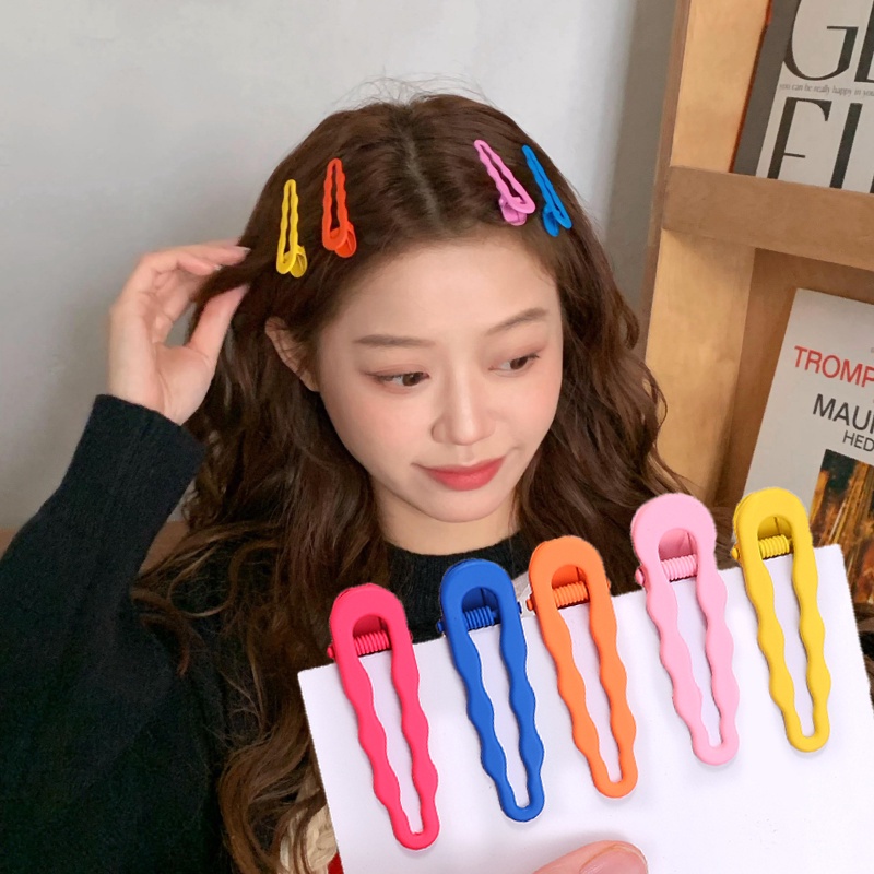 Klip Rambut Gelombang Warna Permen/Jepit Rambut Metal Drop Lucu/Fashion Simple hair clamp