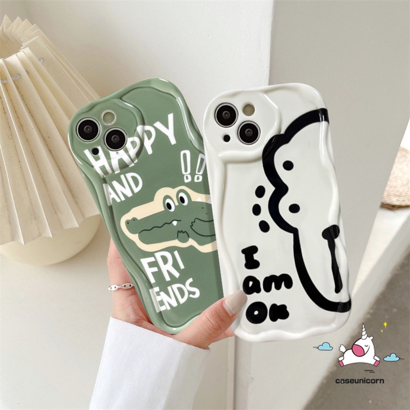 Casing Pasangan Untuk Realme C53 9i 7i 5 5i 6i 5s C55 C25 C30 C35 C15 C12 C33 C21Y C31 C25s C11 C25Y C21 C17 C20 C20A C3 Kartun Lucu Buaya Dinosaurus 3D Bergelombang Lengkung Tepi Soft Case