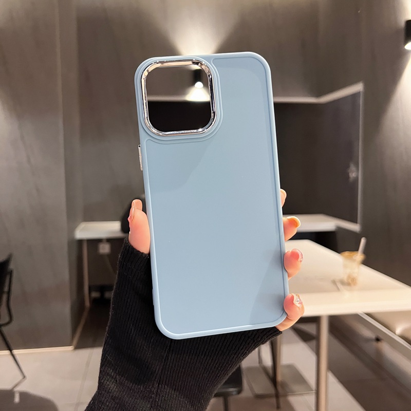 Electroplated Lens Frame Silicone Soft Case IPhone 6S Plus 7 8 14 Plus 7+ 8+ XR XS Max 11 12 13 14 Pro Max SE 2020 Women's Gift Gray Blue Pretty Phone Case