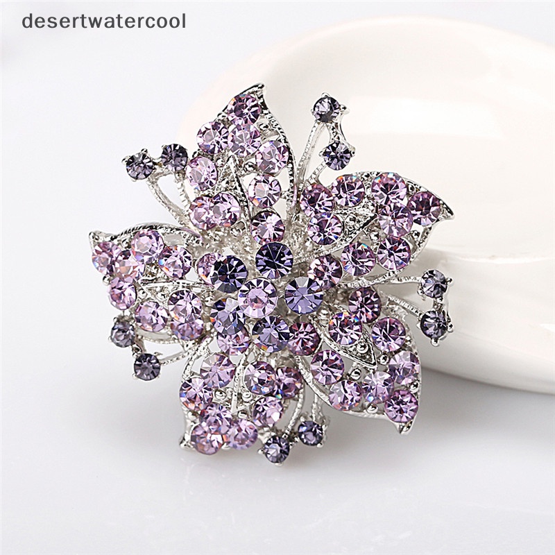 Deid Wanita Fashion Kristal Bunga Besar Bros Pin Berlian Imitasi Pesona Pernikahan Bros Martijn