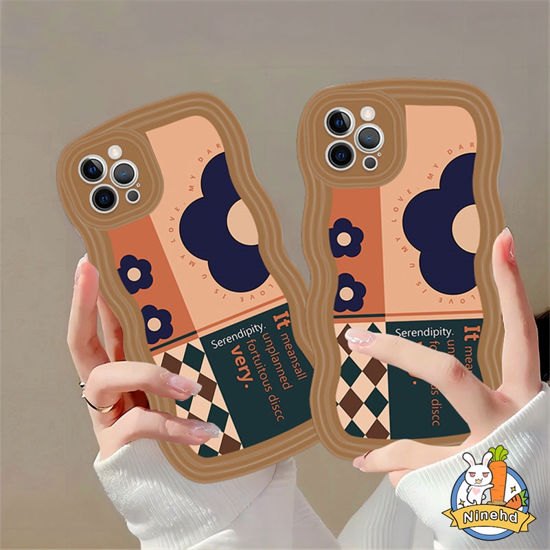 IPHONE Casing Kompatibel Untuk Iphone14 13 12 11 Pro Max X Xr Xs Max8 7 6 6s Plus SE 2020 Kualitas Tinggi Vintage Bunga Gelombang Tepi Casing Ponsel Cakupan Penuh Perlindungan Lensa Shockproof Case