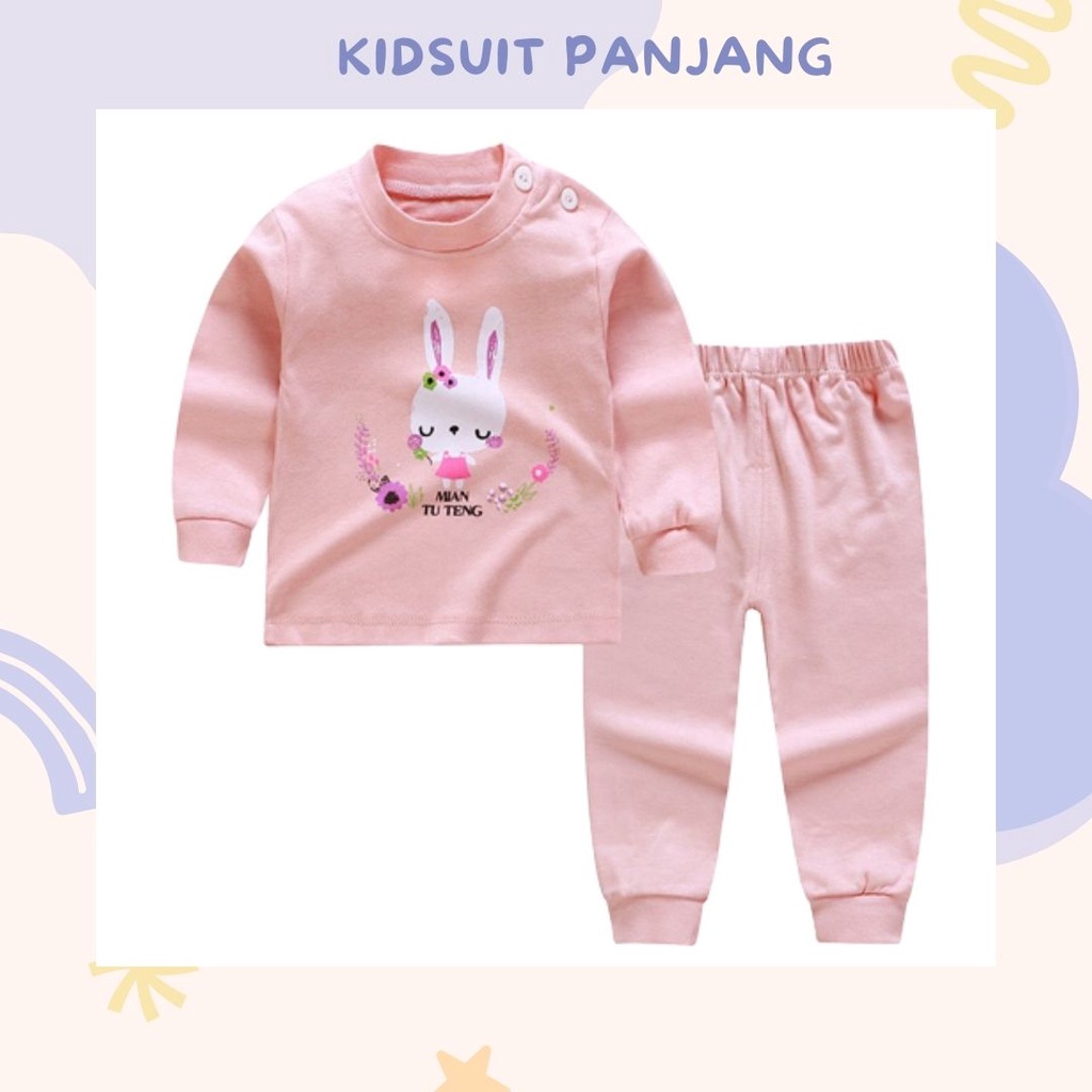 HappyOliver KIDS SUIT PANJANG Setelan Anak Bahan Kaos Lengan + Celana Berkualitas Import cewek cowok NEW1