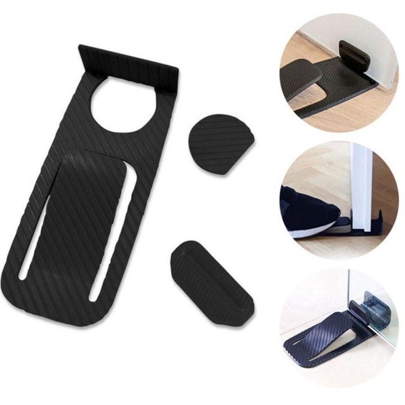 1set Baru Universal Hitam Kreatif Musim Semi Tak Terlihat Door Stopper Stick Aman Sederhana Anti-Jatuh Dengan Baik Pintu Terbuka Wedge Holder