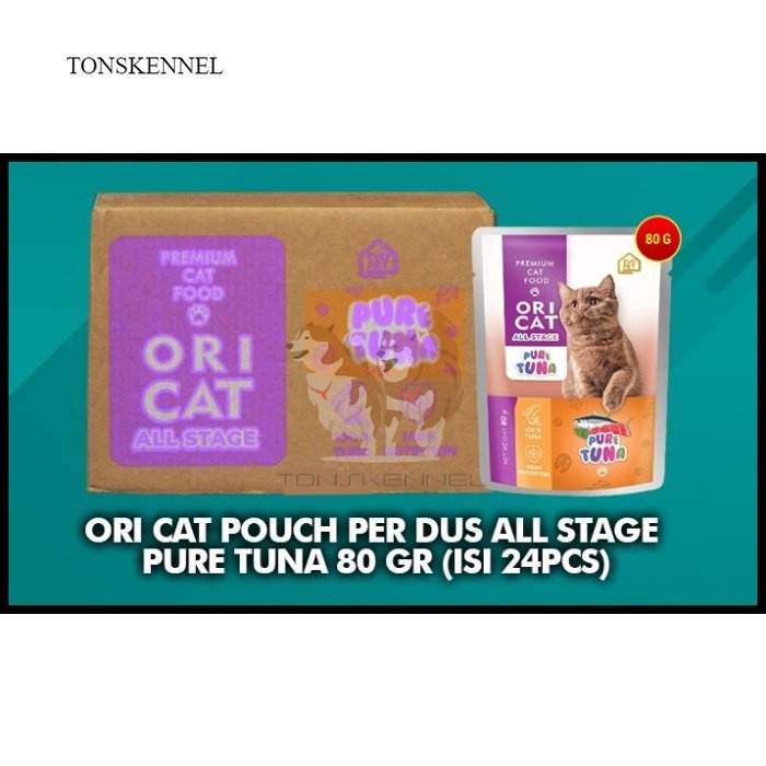 Oricat ORI CAT POUCH DUS Kotak KARTON Isi 24 PCS makanan basah kucing saset - PURE TUNA Chicken