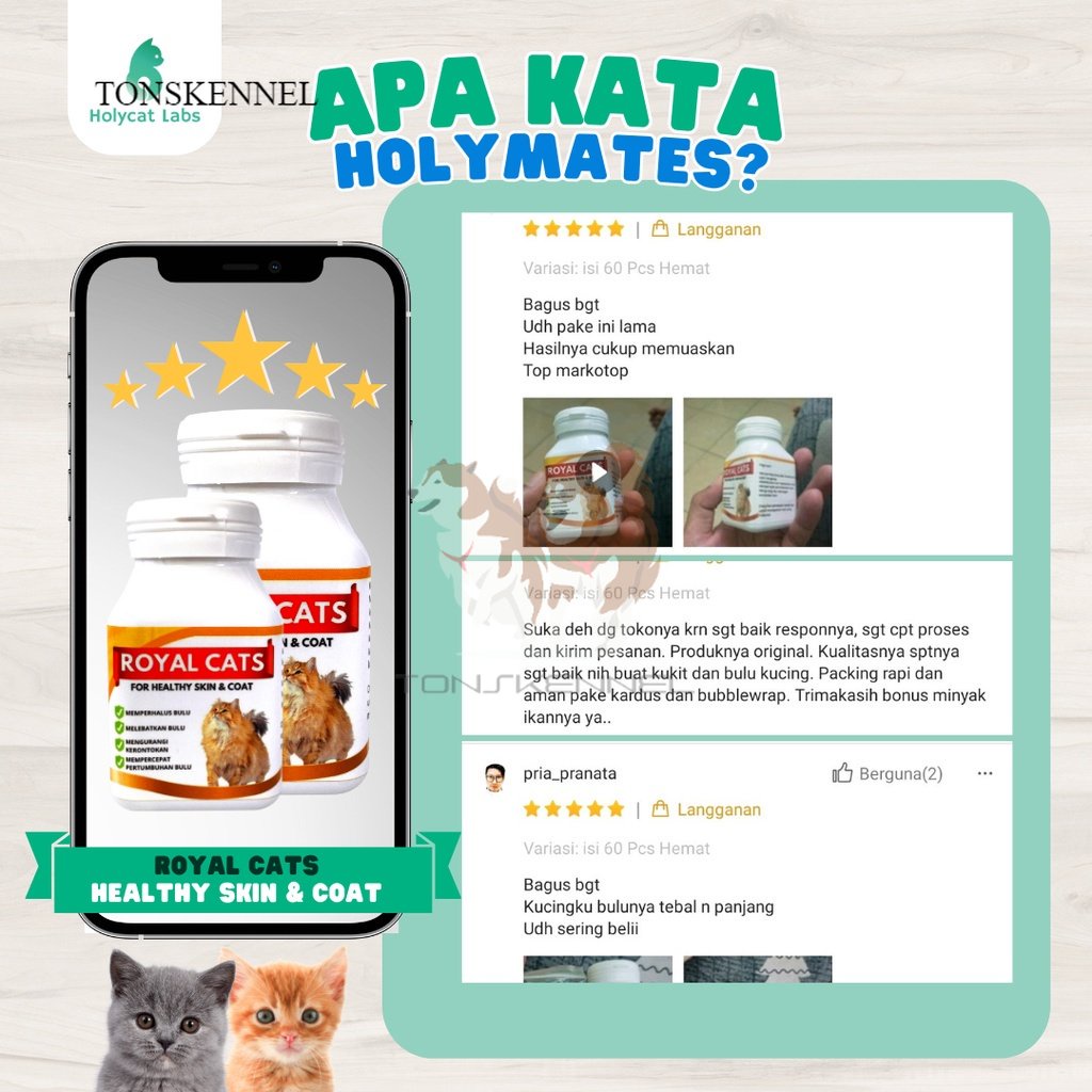 Vitamin Bulu Rontok Melebatkan Mengkilapkan Bulu Kucing Royal Cats For Healthy Skin and Coat