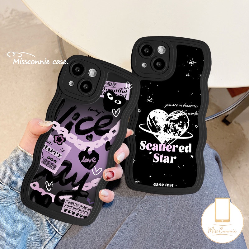 Case Untuk Realme C55 C12 C53 C33 C35 C15 10 9i 7 5 6i 8 C30 C20 C17 C11 C25s C25 C25Y 5s C21Y 8i 7i C20A C3 5i 8Pro 9pro+Fashion Checkerboard Bagus Love Hati Bintang Bergelombang Tepi Sarung