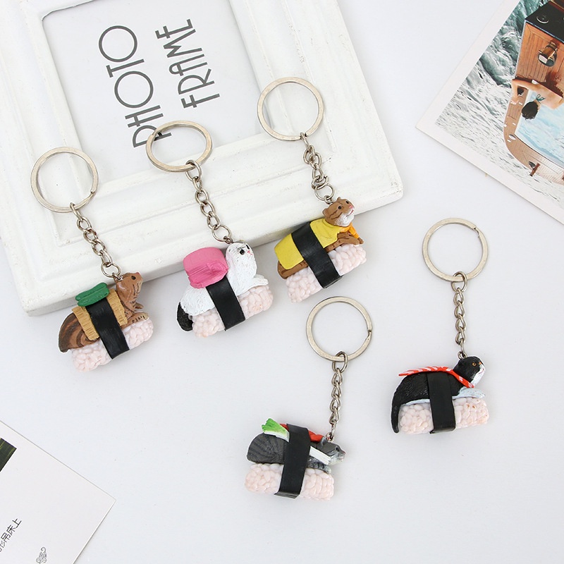 Grosir - G1077 Keychain Motif Makanan Jepang / Gantungan Kunci Bentuk Sushi Cat / Gantungan Model Cat Sushi / Gantungan Lucu